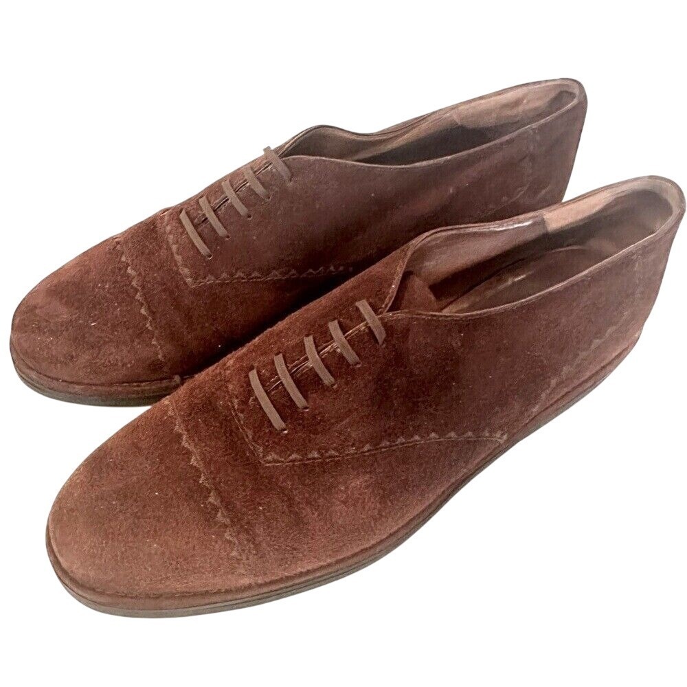 Susan Bennis Warren Edwards The Crepes Suede Oxfords‎ Men's 9 Brown Lace Up